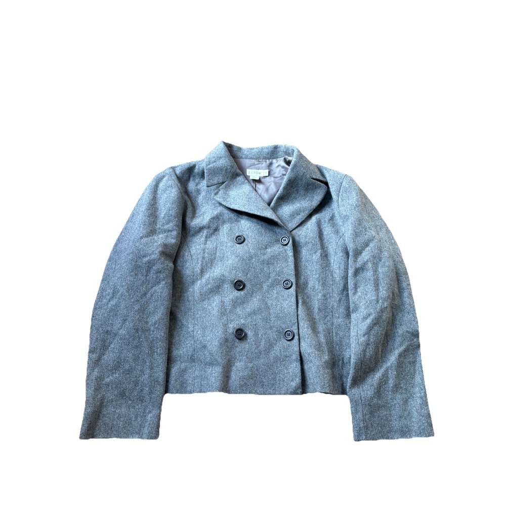 J.Crew Womens Size 12 Herringbone‎ Gray Blazier Moon British Cloth Wool Tweed